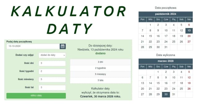 Ile to miesięcy między datami? Prosty kalkulator online bez rejestracji