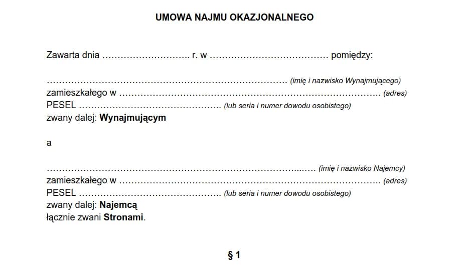 Kompletny wzór umowy najmu okazjonalnego: wszystko co musisz wiedzieć